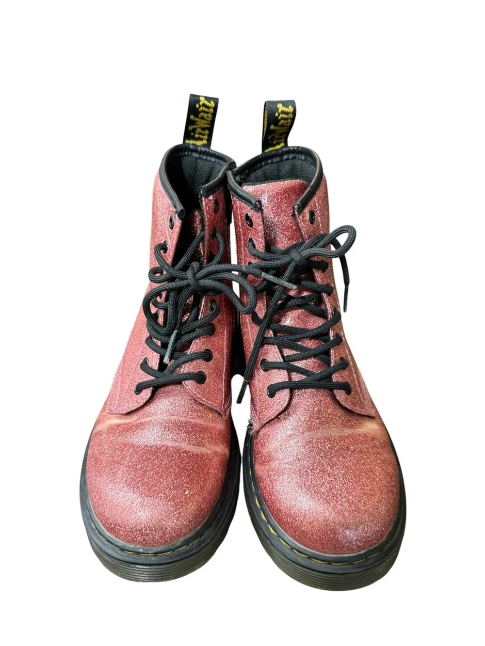 Dr. Martens Junior 1460 Glitter Patent Leather Boots, Size 3.5